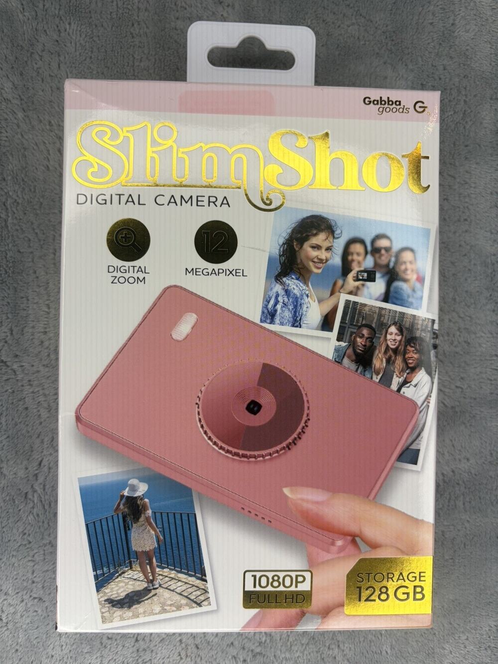 Gabba goods Slim Shot Compact Digital Camera Pink 12MP 1080p 16x USB-C